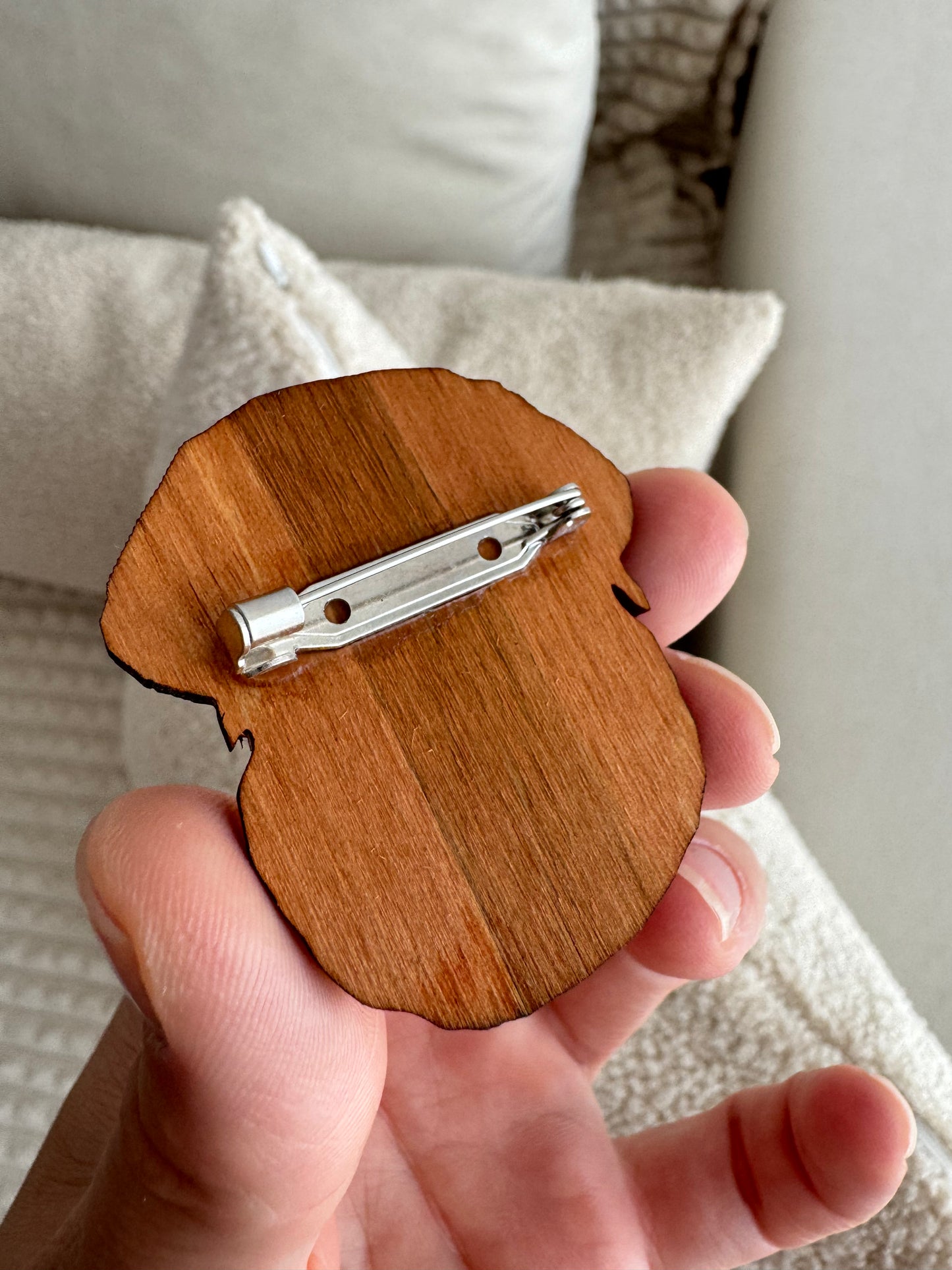 Custom Dog Portrait Brooch - Hand-Painted Wooden Pin