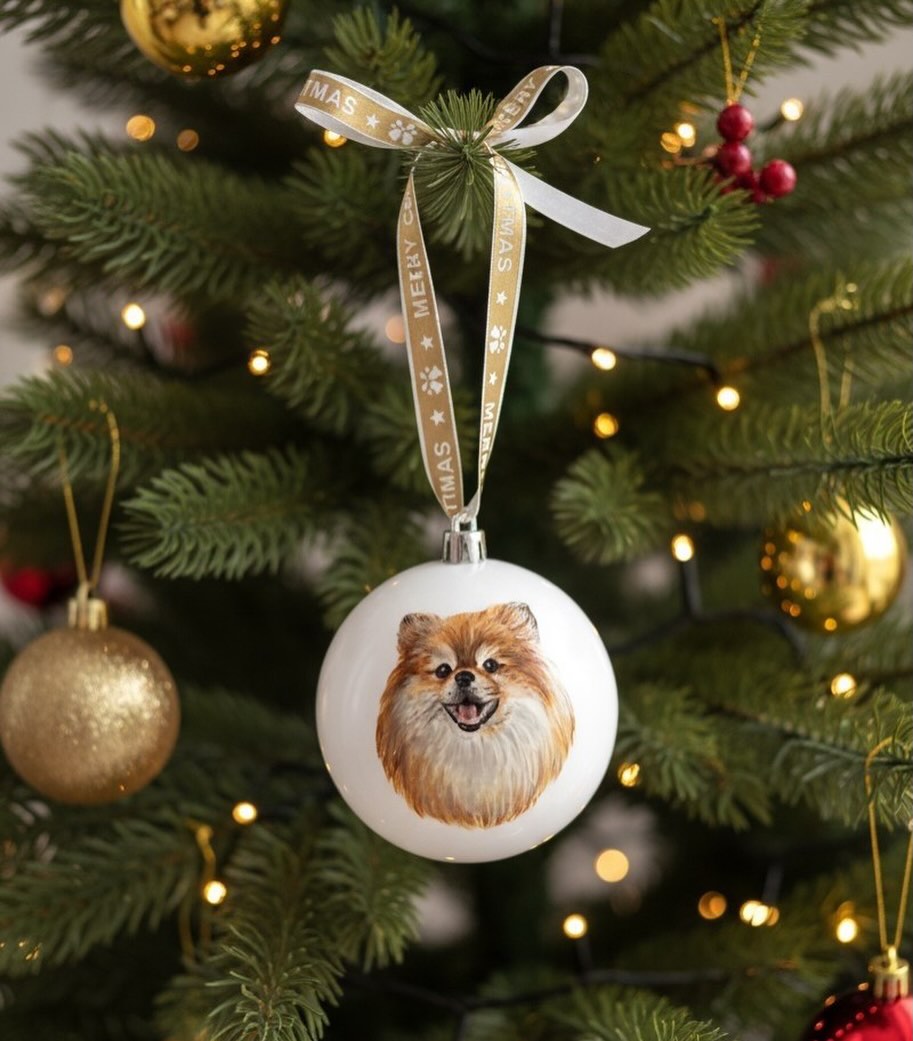Custom Pet Portrait Christmas Ornament - Hand-Painted Dog & Cat Bauble