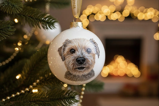 Custom Pet Portrait Christmas Ornament - Hand-Painted Dog & Cat Bauble