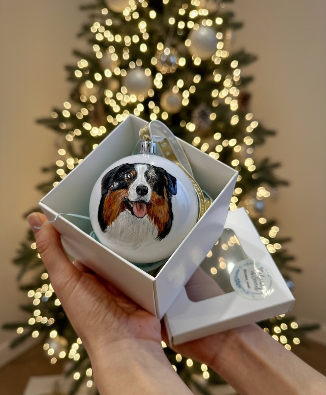 Custom Pet Portrait Christmas Ornament - Hand-Painted Dog & Cat Bauble
