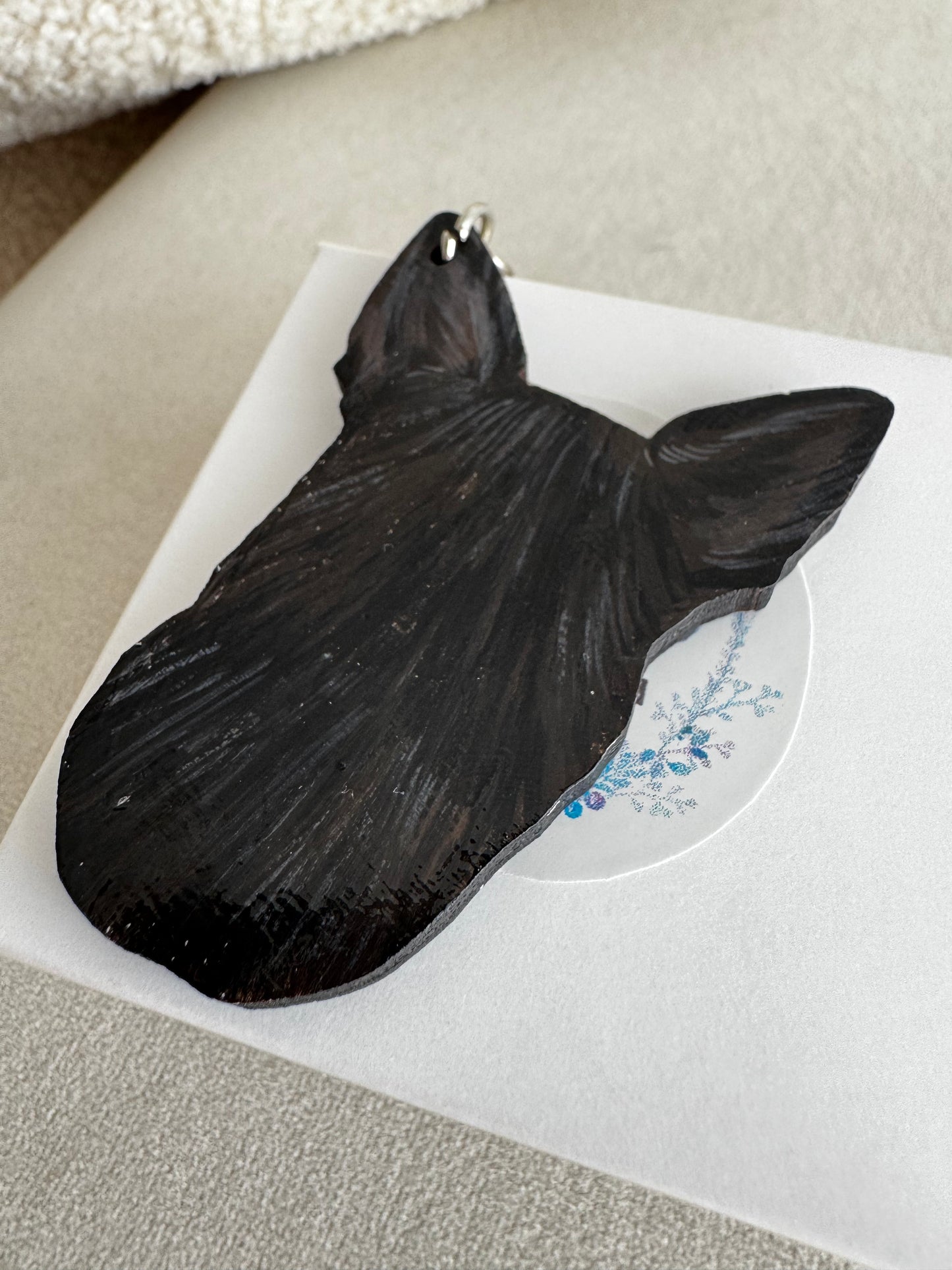 Custom Dog Portrait Keychain - Hand-Painted Wooden Pet Keychain