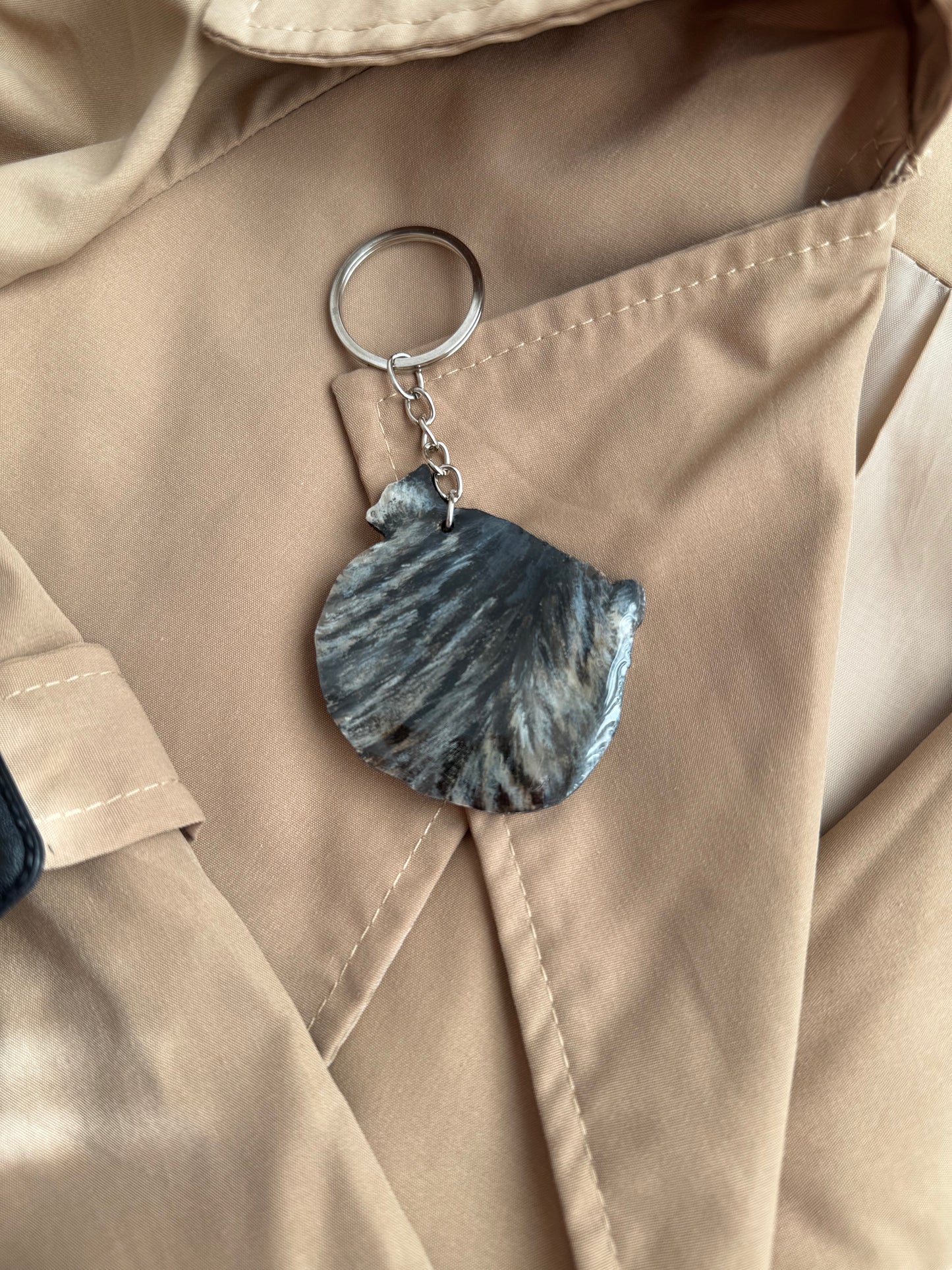Custom Cat Portrait Keychain - Hand-Painted Wooden Pet Keychain