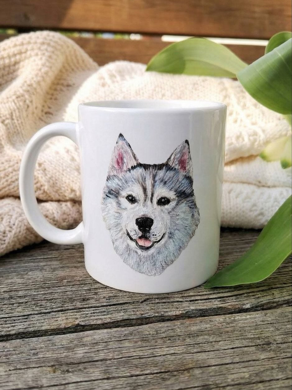 Custom Pet Portrait Mug - Hand-Painted Dog & Cat Ceramic Coffee Cup