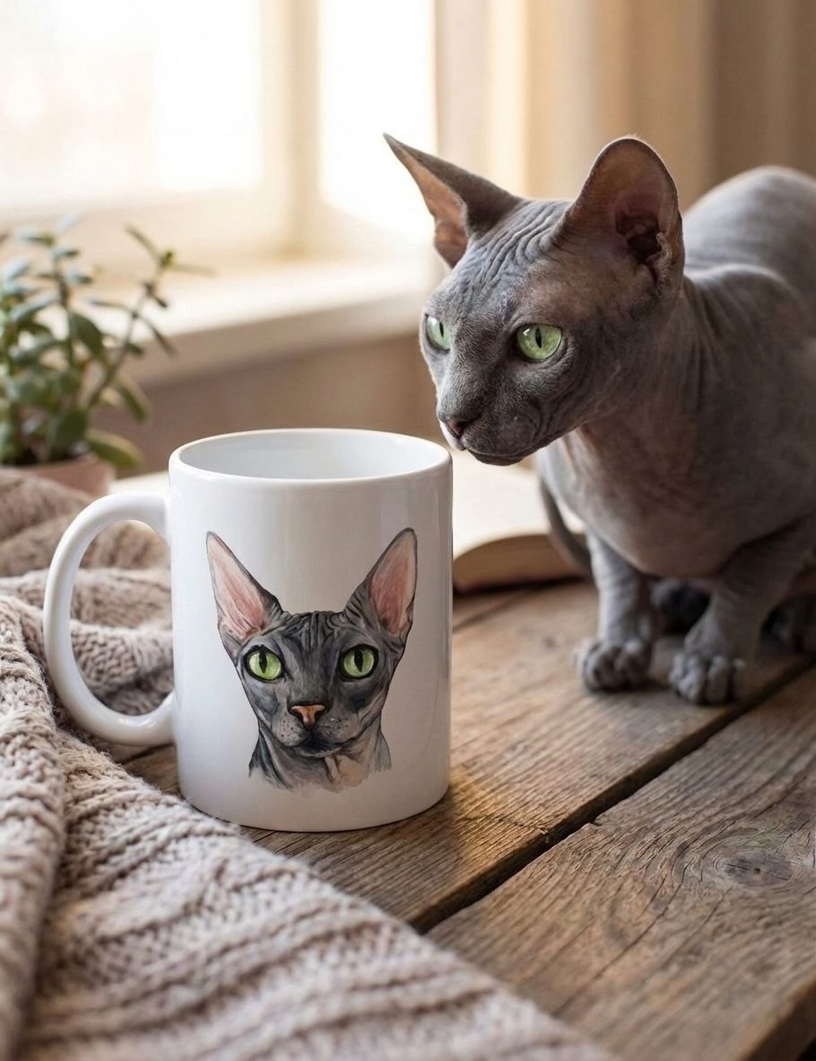 Custom Pet Portrait Mug - Hand-Painted Dog & Cat Ceramic Coffee Cup