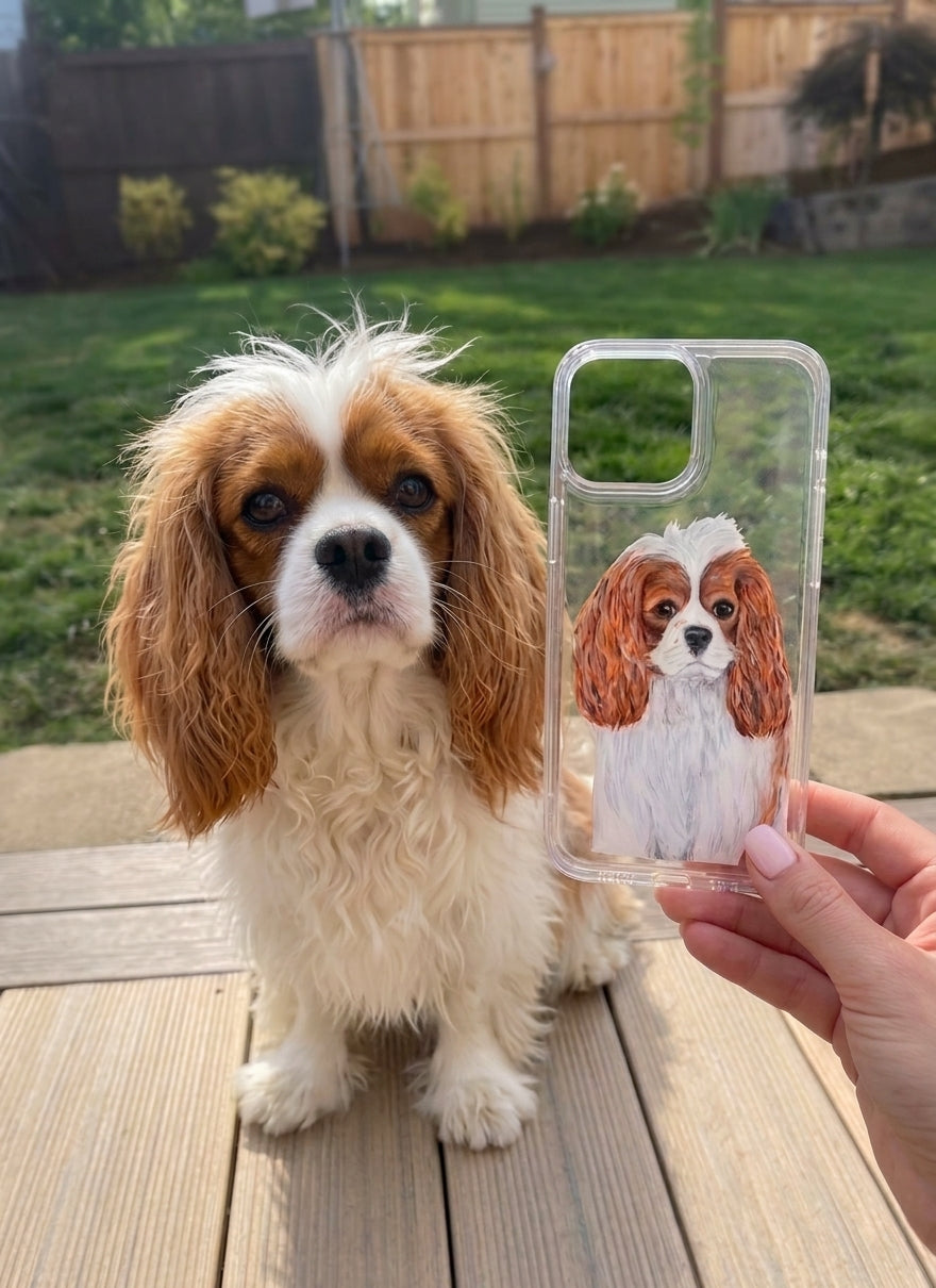 Custom Pet Portrait Phone Case - Hand-Painted Dog & Cat Phone Cover